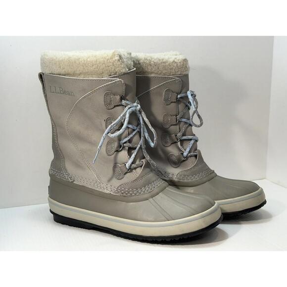 L L Bean Women Snow Rain Boots Suede Size 8m Removeable Liner Gray - Picture 1 of 12
